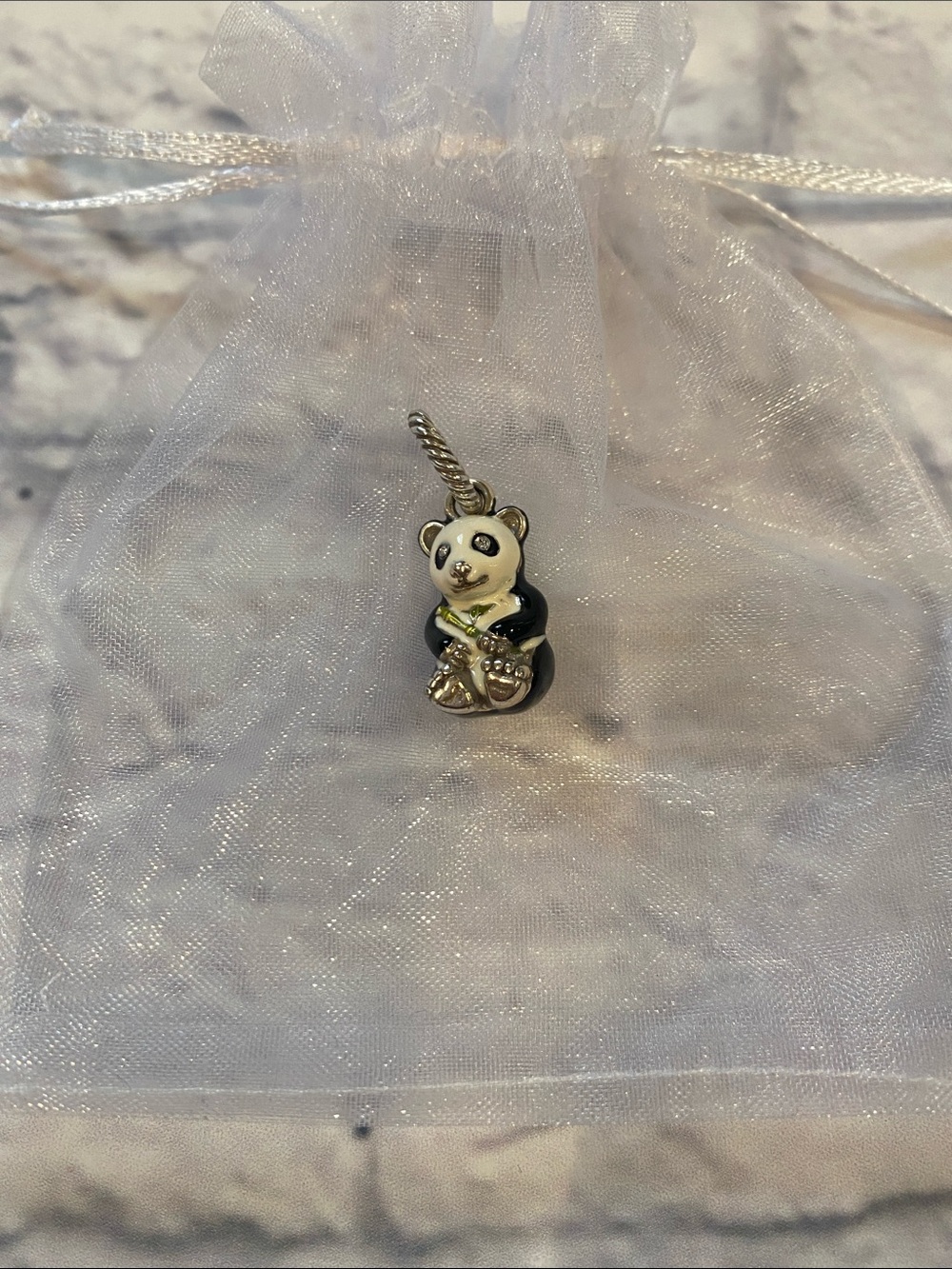 Brighton Silver-Plated Panda Charm - Black and White with Crystal Eyes
